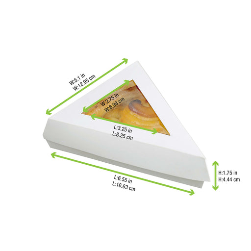 White Slice Box With PE Window Lid - 12oz 6.7 X 5.1in - 200 Pcs