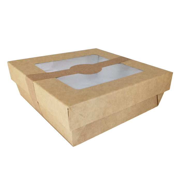 Kray Boxes With PET Window Lid - 32oz 5.5 X 5.5 X 2in - 250 Pcs (Avail. Kraft or White)