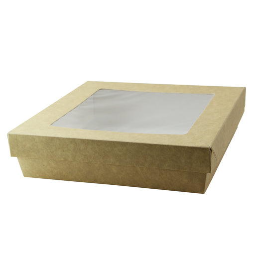 Kray Boxes With PET Window Lid - 50oz 7.1 X 7.1 X 2in - 200 Pcs (Avail. Kraft or White)