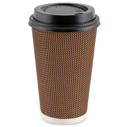 16oz Ripple Cups Brown Combo  (160 Sets of Cups & Lids)
