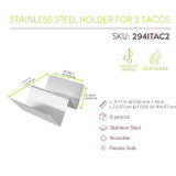 Stainless Steel Holder For 2 Tacos - L: 5.11in W:3.93in H: 1.96in - 6pcs 6 Pcs/Cs