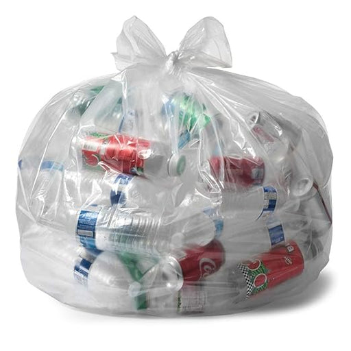 12-16 Gallon 1 MIL Thick Clear Heavy Duty Trash Bags - 24" x 31" - Pack of 500 - For Recycling, Kitchen, Contractor, & Outdoor