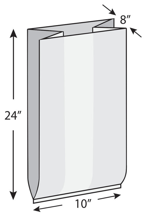 10" x 8" x 24" 1 mil LDPE Gusset Bag, 500/CS