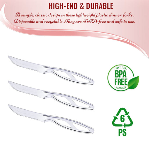 Clear Plastic Disposable Steak Knives-360 Per Case