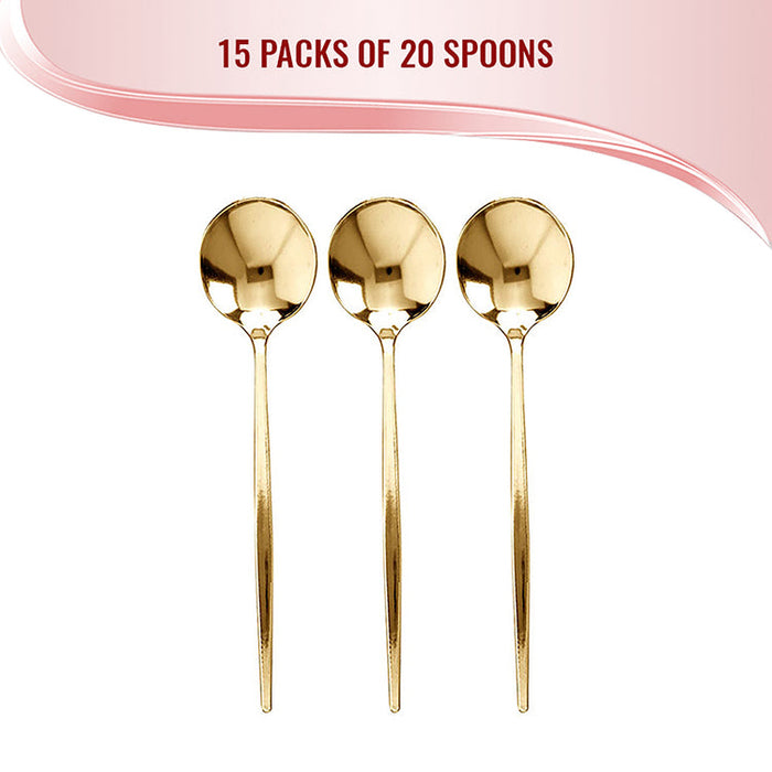Shiny Gold Moderno Disposable Plastic Dinner Spoons (300 Per Case)