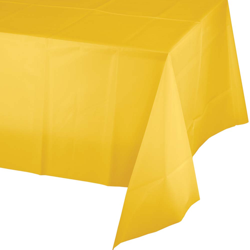 Creative Converting 54 X 108 School Bus Yellow Rectangular Disposable Plastic Table Cover - 12/Case