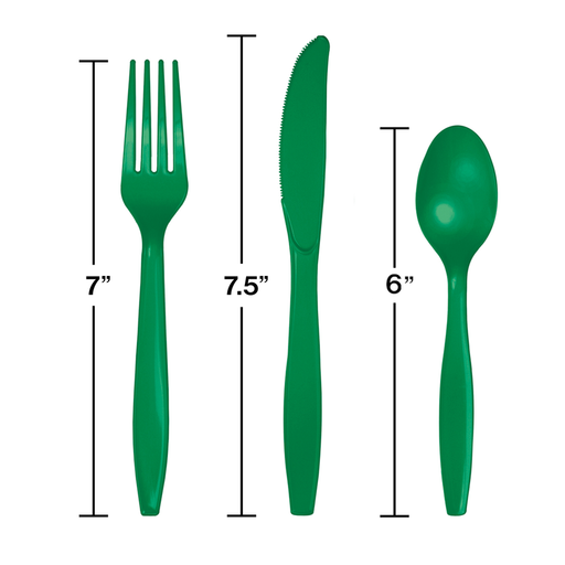 Emerald Green Assorted Plastic Cutlery (288 Pieces Per Case)