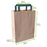 Kraft/Brown Recycled Paper Carrier Bag With Green Handles - W:7.9 X Gusset:4 X H:11in 250 Pcs/Cs