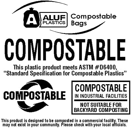 Biodegradable Compostable Bags by Aluf Plastics - 33 Gallon (50ct) ATSM #D6400 Approved - 100% Biodegradable for Industrial and Commerical Composting