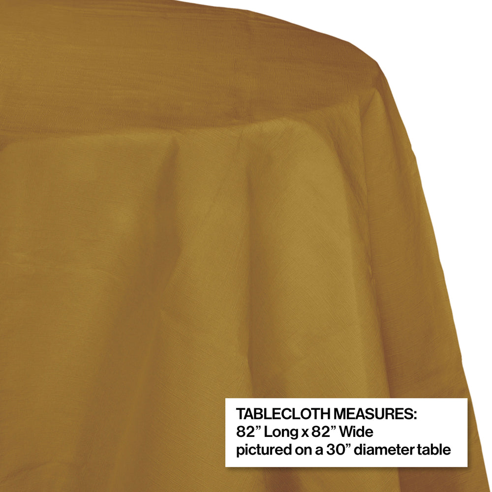 Creative Converting 82" Glittering Gold OctyRound Disposable Plastic Table Cover - 12/Case