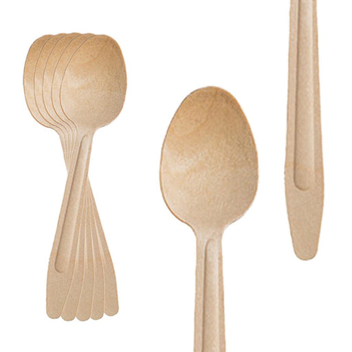 6.5" Natural Birch Disposable Eco-Friendly Dinner Spoons (600 Spoons Per Case)