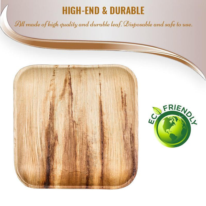 7" Square Palm Leaf Eco Friendly Disposable Salad Plates (100 Plates)