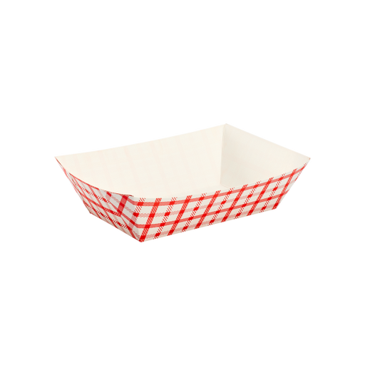 3.0 lb Food Tray - Shepherd's Check (Red) - 500 Trays Per Case
