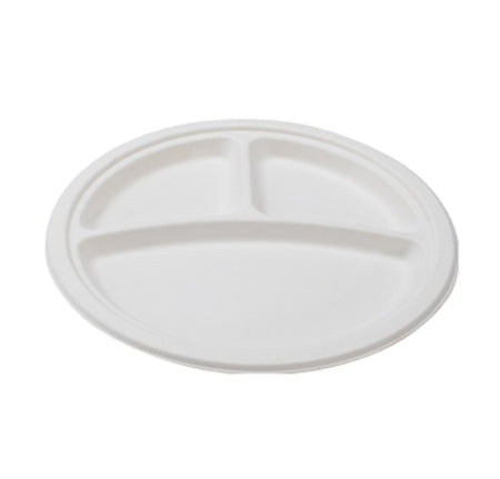 9" ROUND COMPOSTABLE PLATE (3-SECTIONAL) 500/CS - Paper Supplies Plus