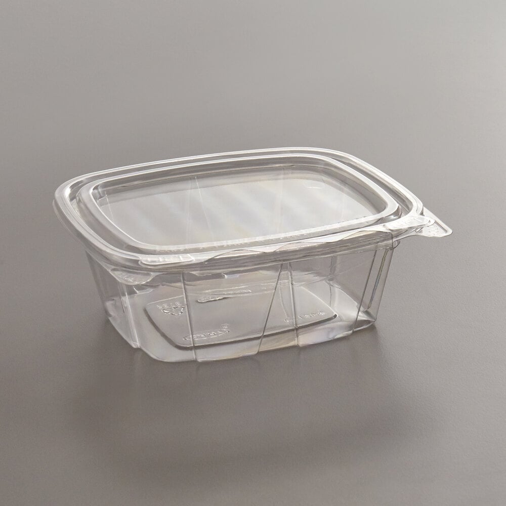 Dart ClearPac SafeSeal tamper-evident hinged clear deli containers with flat lids