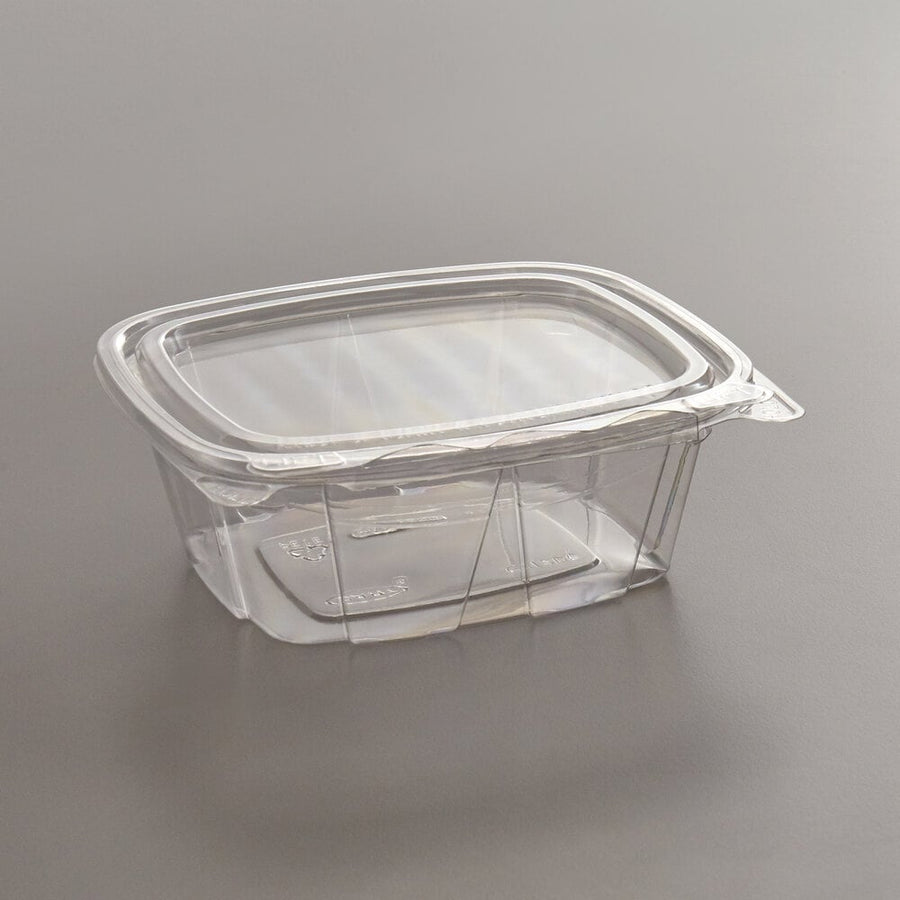 Dart ClearPac SafeSeal tamper-evident hinged clear deli containers with flat lids