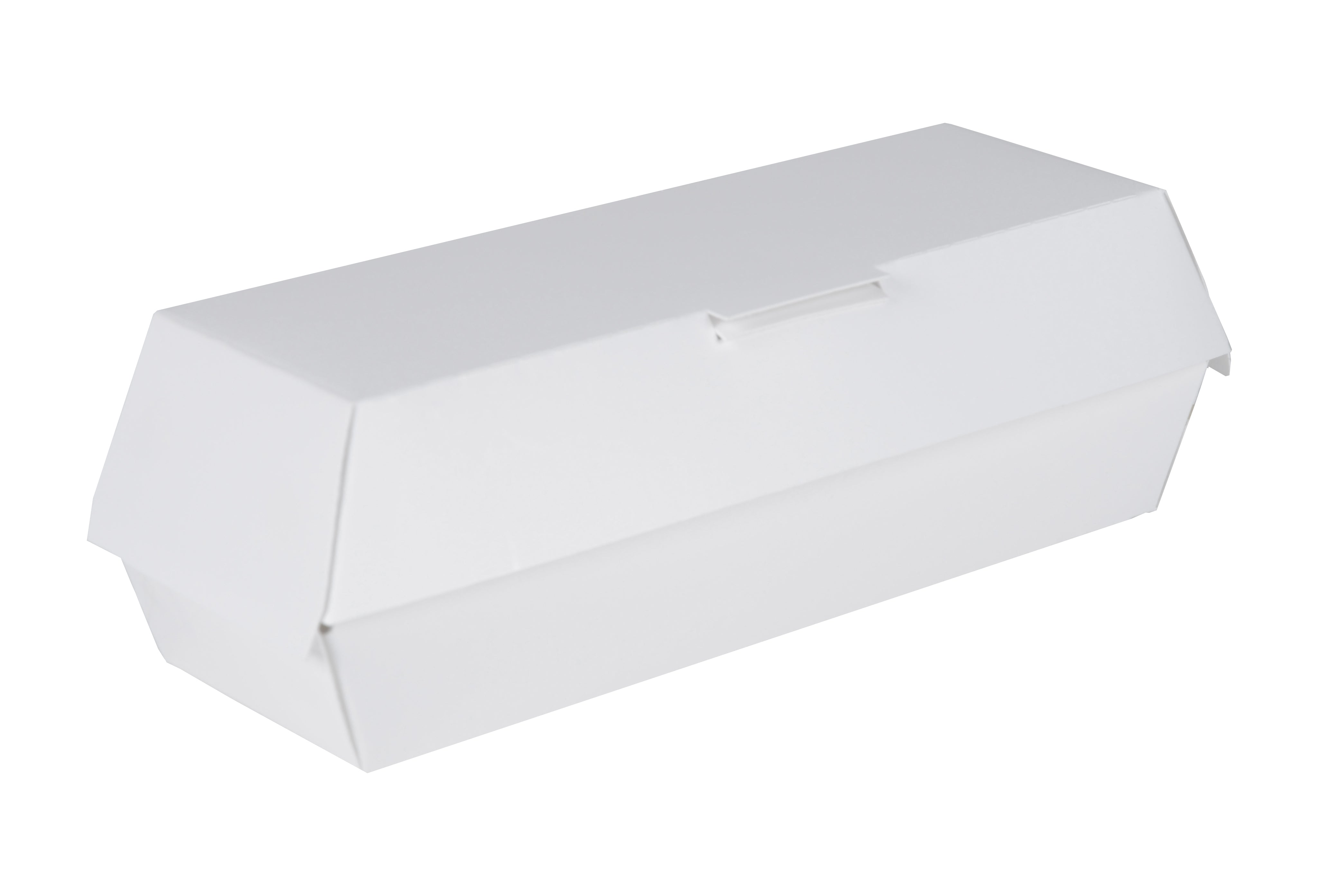 White Footlong Hot Dog Clamshell Containers — Hinged Trays | 400/Case