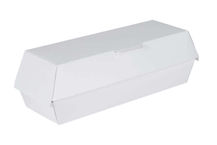 White Foot-Long Hot Dog Clamshell (400 Containers Per Case)