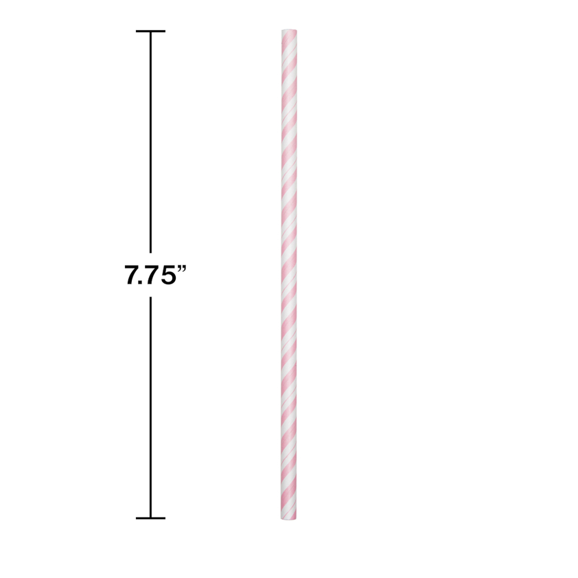 Classic Pink Striped Paper Straws (144 Straws)