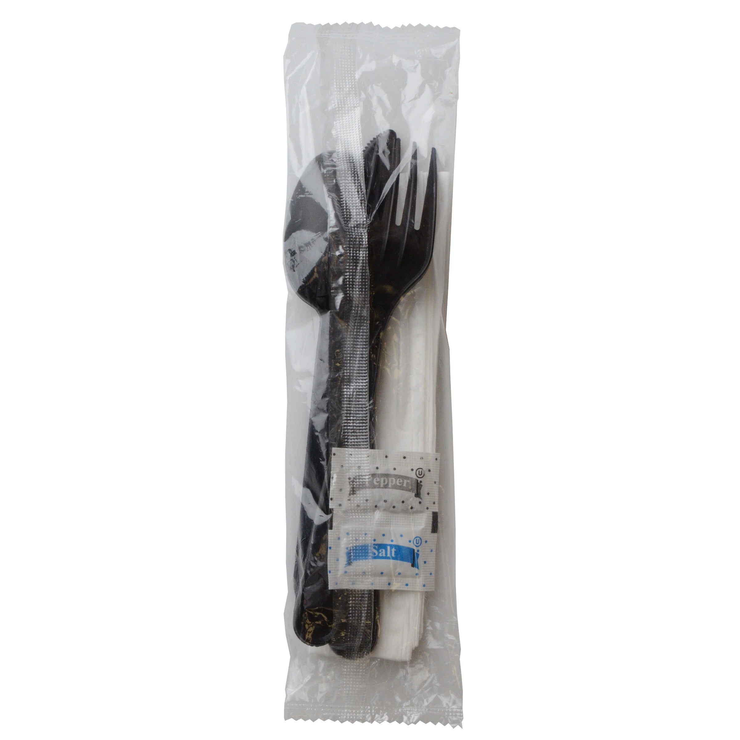 Fineline ReForm Wrapped Cutlery Kit + Salt & Pepper, Black (17CKFSKPPSP-BK)