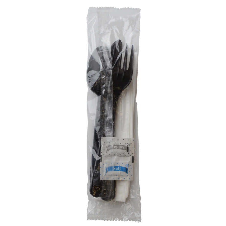 Fineline ReForm Wrapped Cutlery Kit + Salt & Pepper, Black (17CKFSKPPSP-BK)