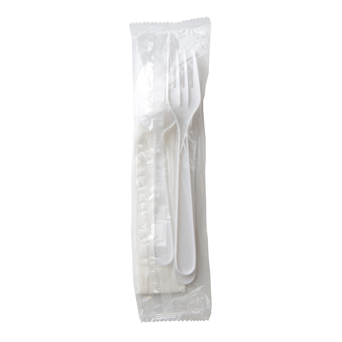 Fineline ReForm Wrapped Cutlery Kit (Fork, Spoon, Knife & Napkin), White (17CKFSKPP-WH)