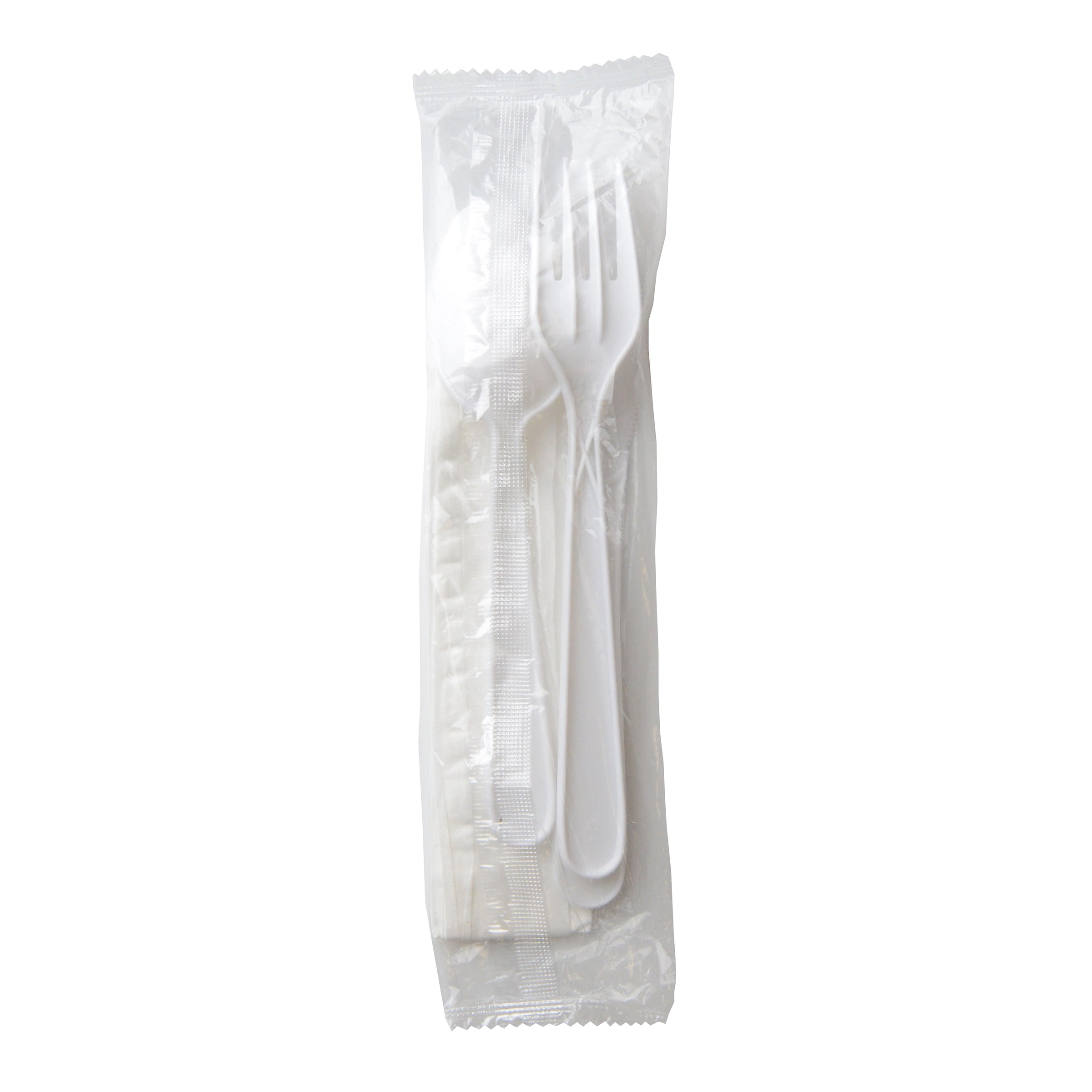 Fineline ReForm Wrapped Cutlery Kit (Fork, Spoon, Knife & Napkin), White (17CKFSKPP-WH)