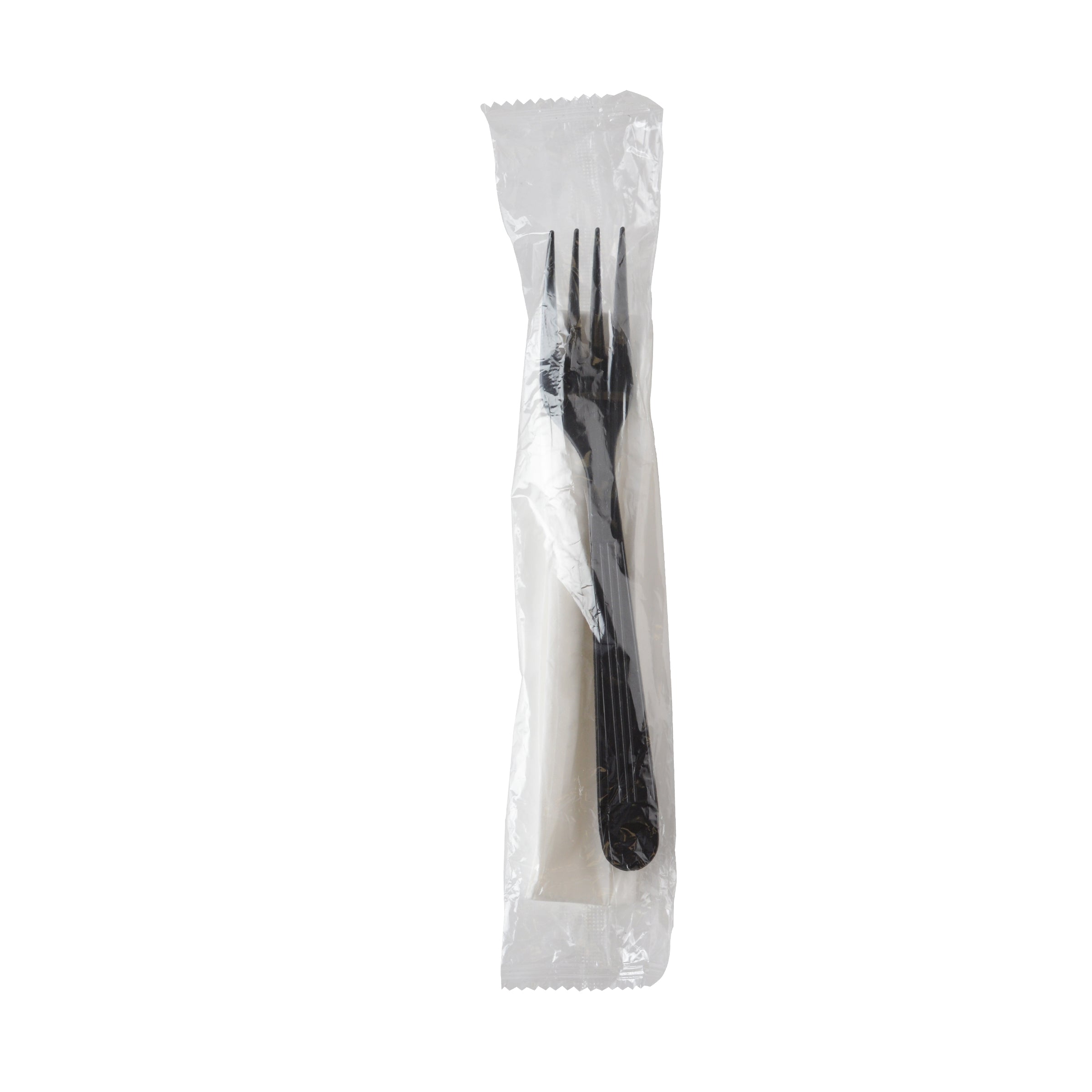 Fineline ReForm 6.5" Fork Wrapped with Napkin, Black (17CKF-BK)