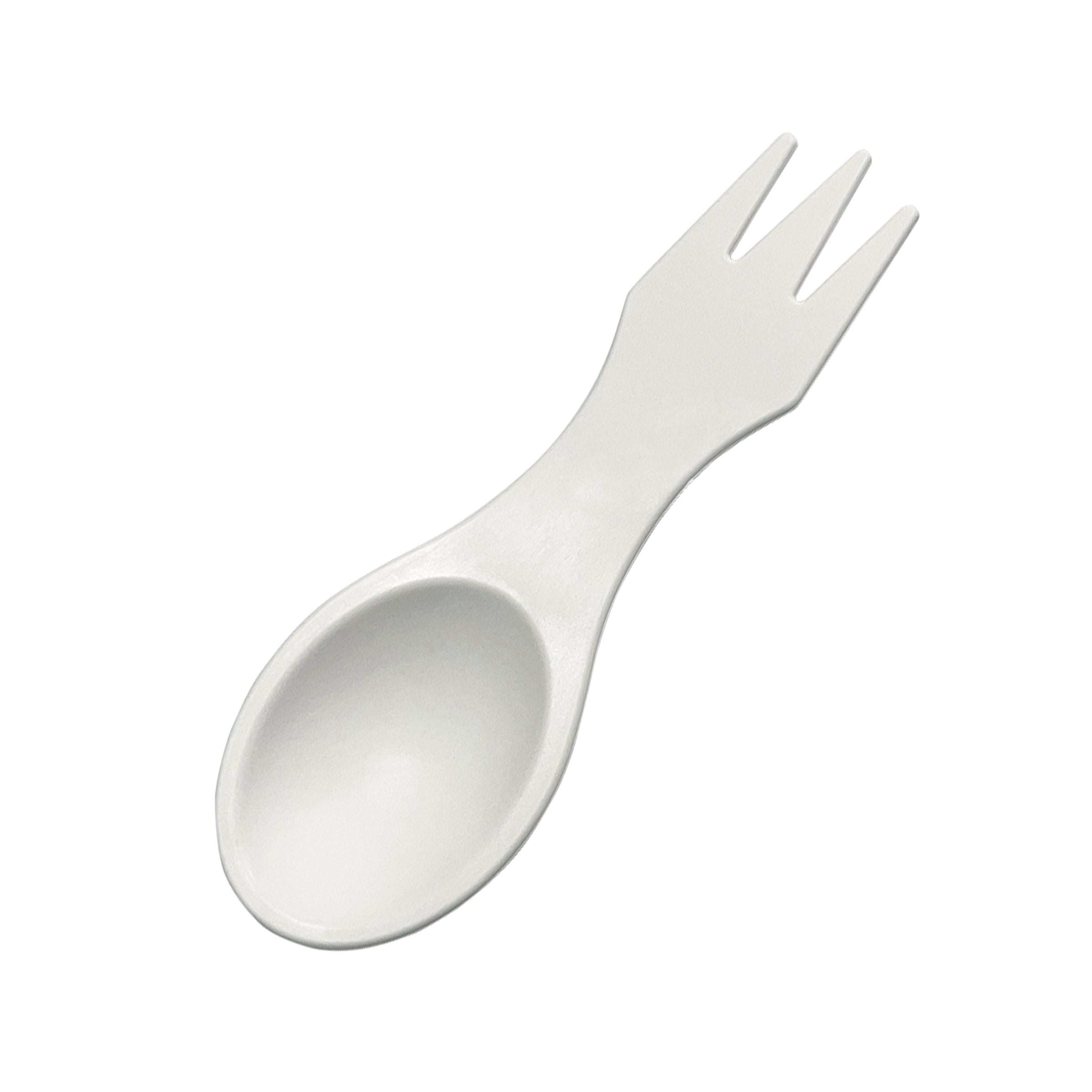 Fineline ReForm 4.5" Double-Sided Spoon & Fork Utensil, White (17DSSF-WH)