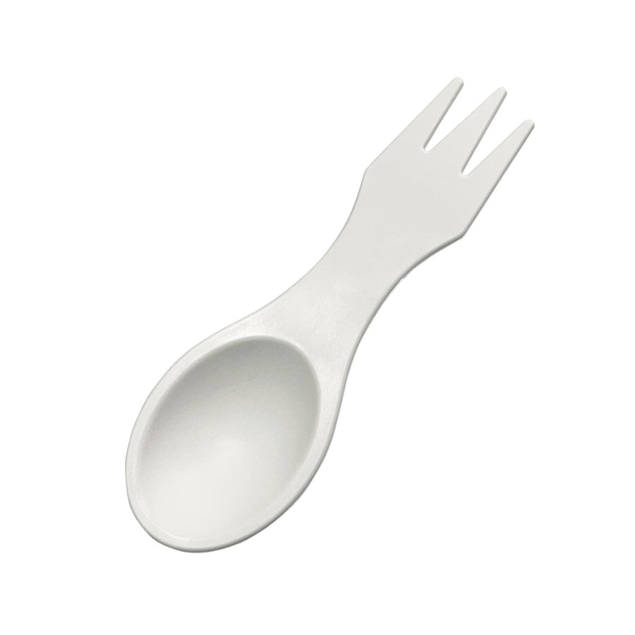 Fineline ReForm 4.5" Double-Sided Spoon & Fork Utensil, White (17DSSF-WH)