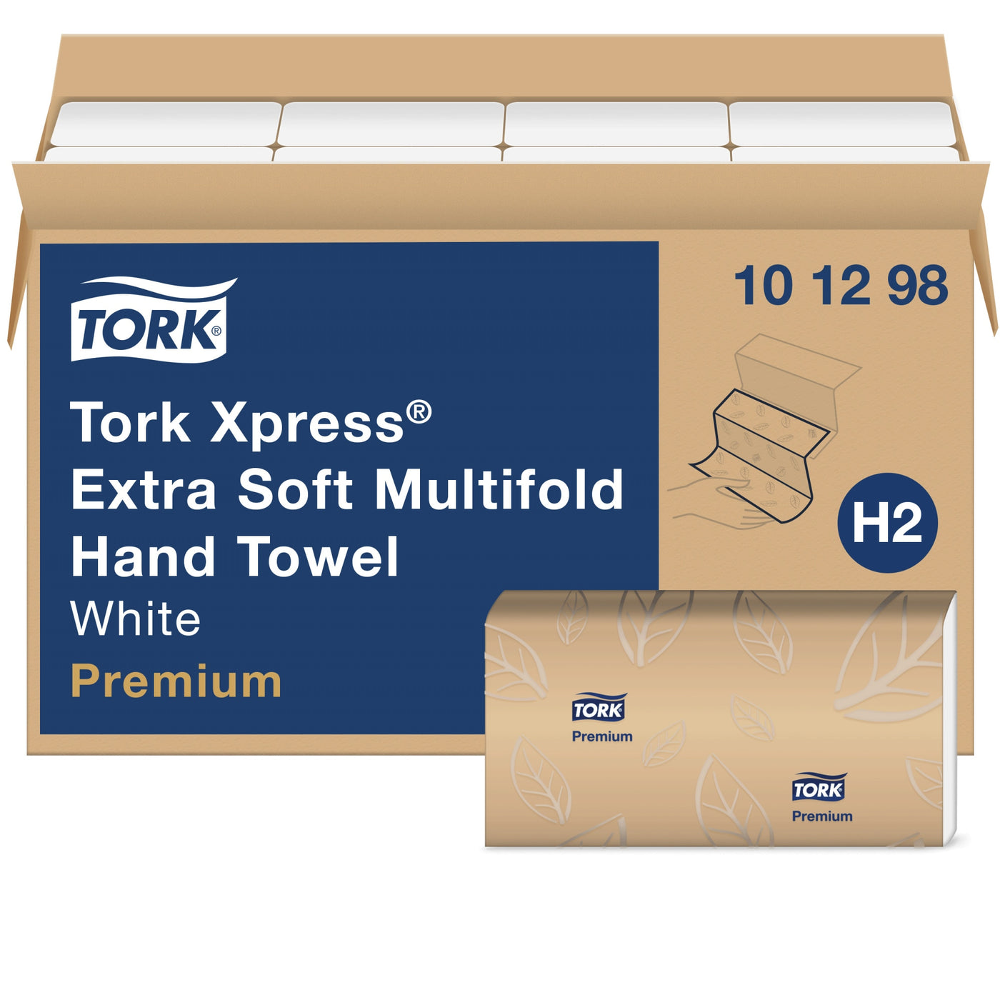 Tork Premium Multifold Hand Towel 4-Panel 2-Ply 9.125X12.8 — Case of 1504 (101298)