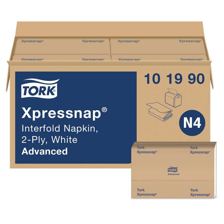 Tork Xpressnap Dispenser Napkin Paper White 6.5X8.5 2-Ply — Case of 8000 (101990)