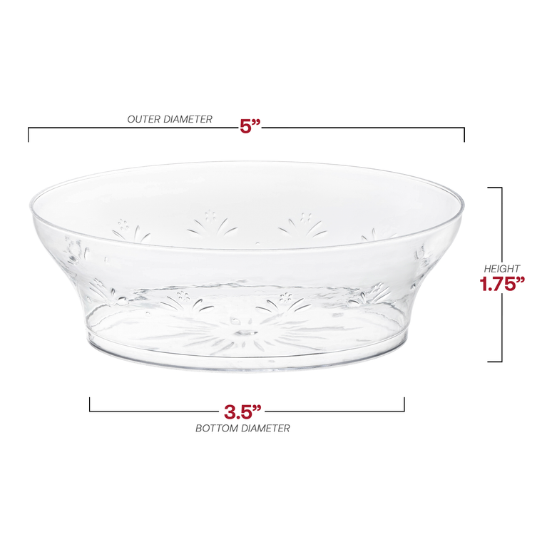 Clear Floral Round Disposable Plastic Bowls