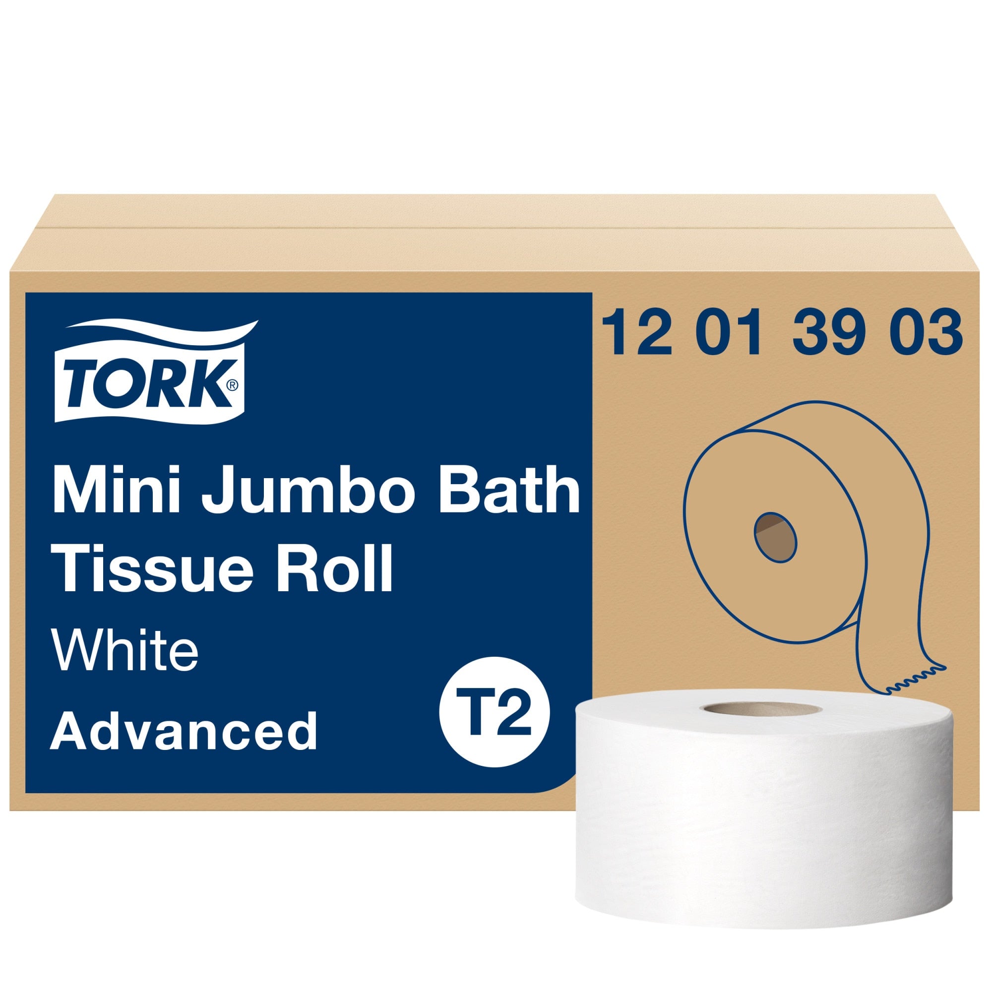 Tork Advanced Bath Tissue Mini Jumbo Roll 1-Ply — Case of 12 (12013903)