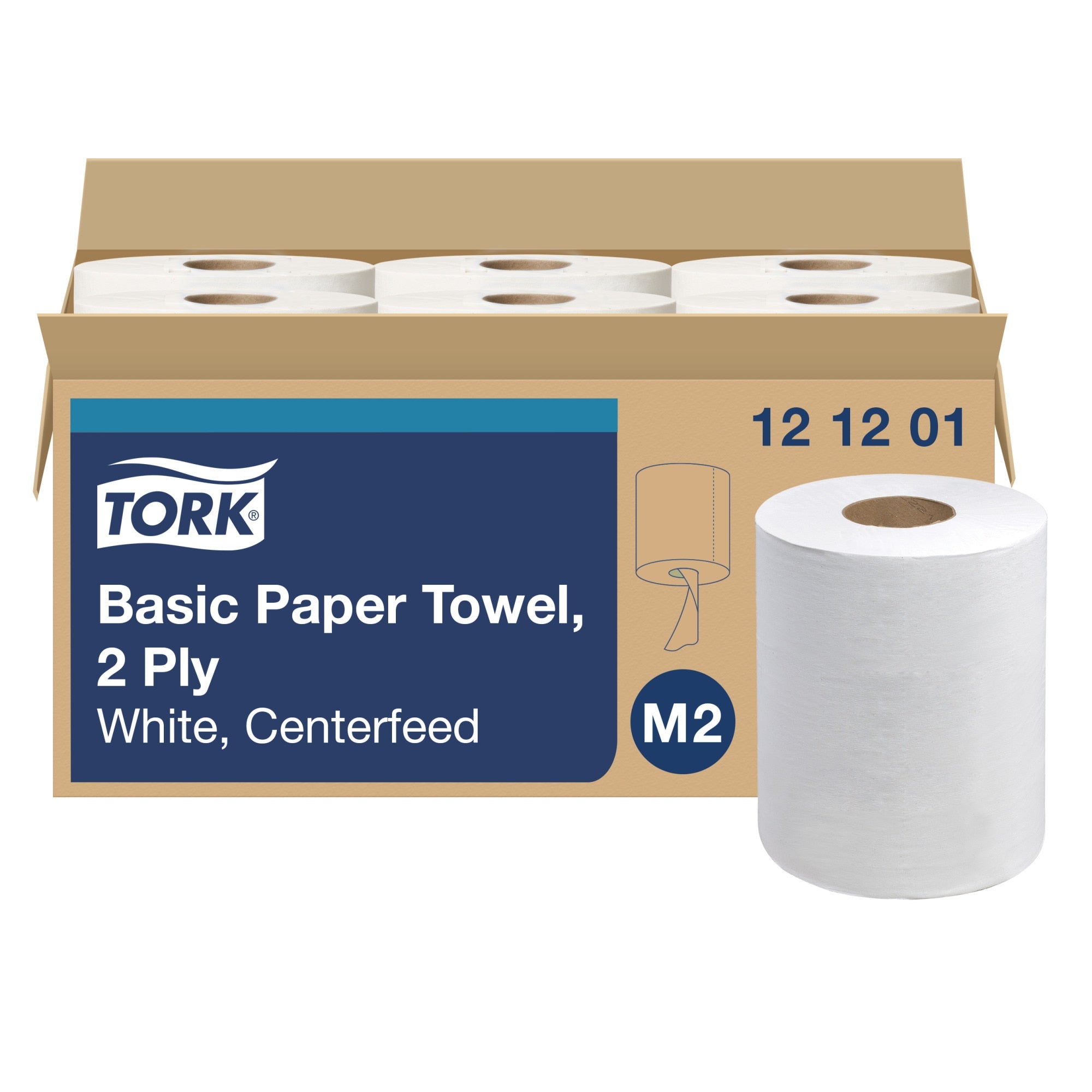 Tork White Advanced Center-feed Advanced 9X600' 2-Ply — Case of 6 (121201)