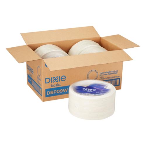 DIXIE BASIC® 8 1/2IN LIGHT-WEIGHT PAPER PLATES, WHITE, 500 PLATES PER CASE