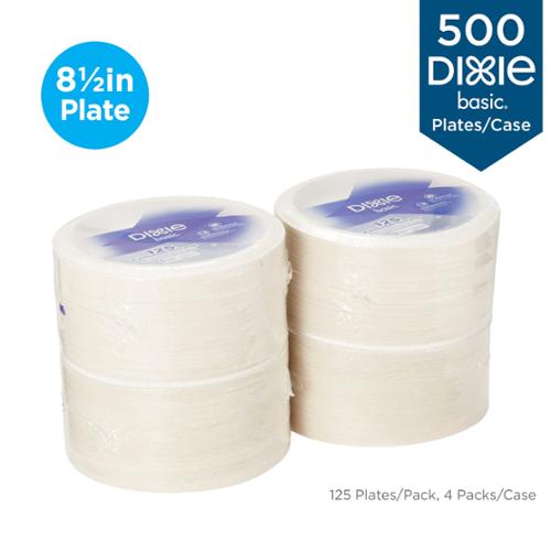 DIXIE BASIC® 8 1/2IN LIGHT-WEIGHT PAPER PLATES, WHITE, 500 PLATES PER CASE