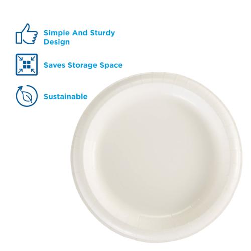 DIXIE BASIC® 8 1/2IN LIGHT-WEIGHT PAPER PLATES, WHITE, 500 PLATES PER CASE