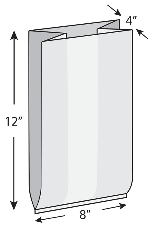 8" x 4" x 12" 1.25 mil LDPE Gusset Bag/Ice Bucket Liner, 1000/CS