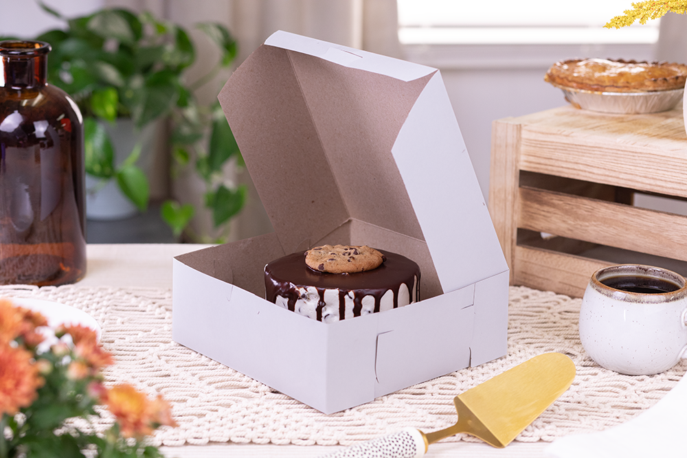 Southern Champion Tray Standard White Bakery Boxes 8X8X3, 250 Count