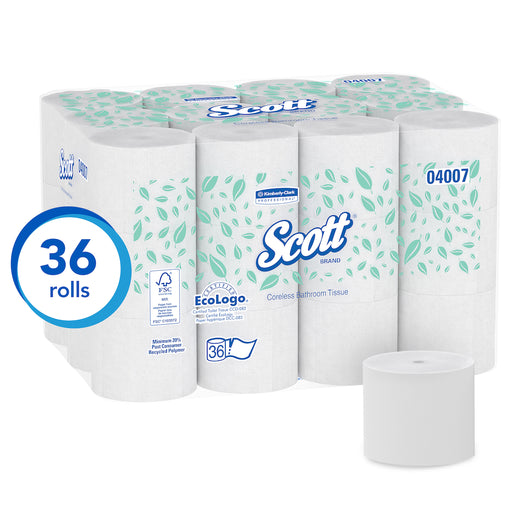 Scott® Paper Coreless Roll Toilet Paper, White, 1/Cs/36 Rolls
