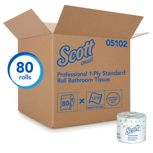 Scott® Fiber 1 Ply Toilet Paper Roll, White, 80 Rolls Per Case