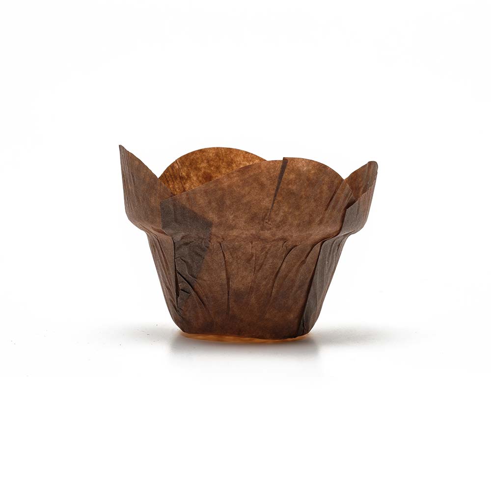 Novacart 160/50 Brown Step Tulip Baking Cup, Round Tip – 2" x 2" – 1,500/Case