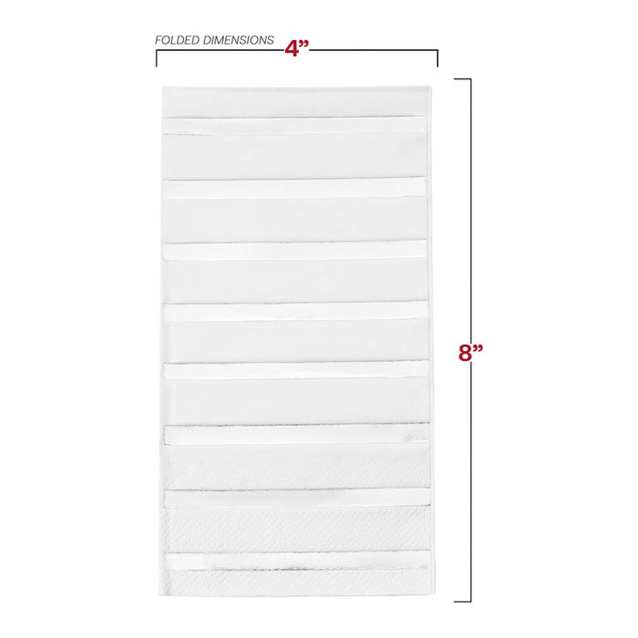 Durable White with Stripes Paper Dinner Napkins