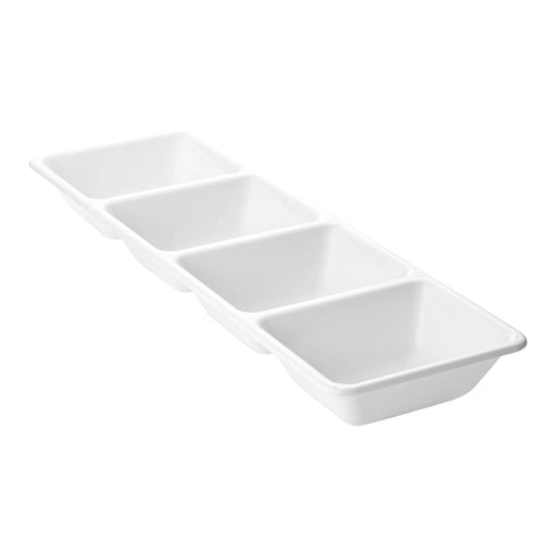 16" x 5" White 4-Section Rectangular Disposable Plastic Trays