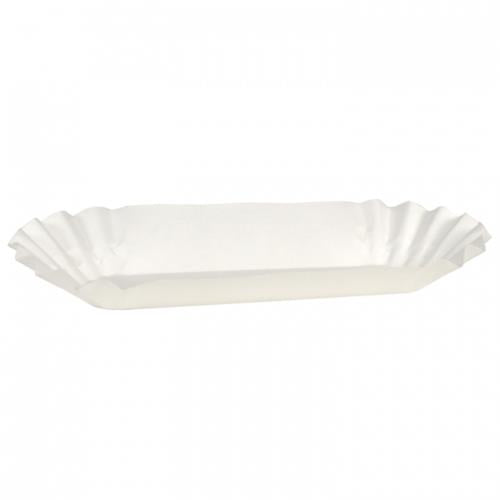 1.25" White Paper Medium-Weight Fluted Hot Dog Tray (3000 Per Case)