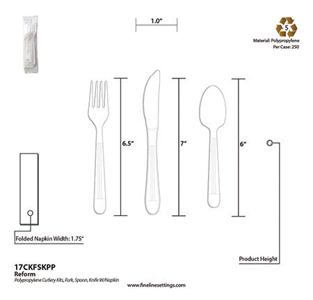 Fineline ReForm Wrapped Cutlery Kit specifications (17CKFSKPP)