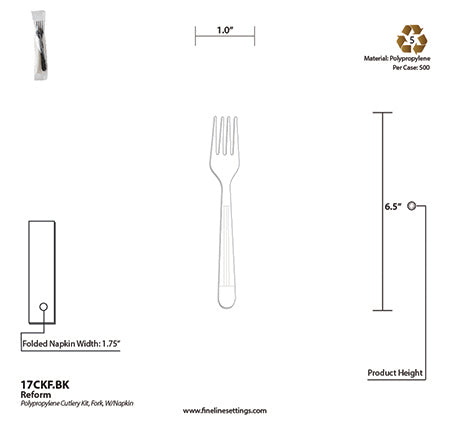 Fineline ReForm 6.5" Fork Wrapped with Napkin specifications (17CKF)