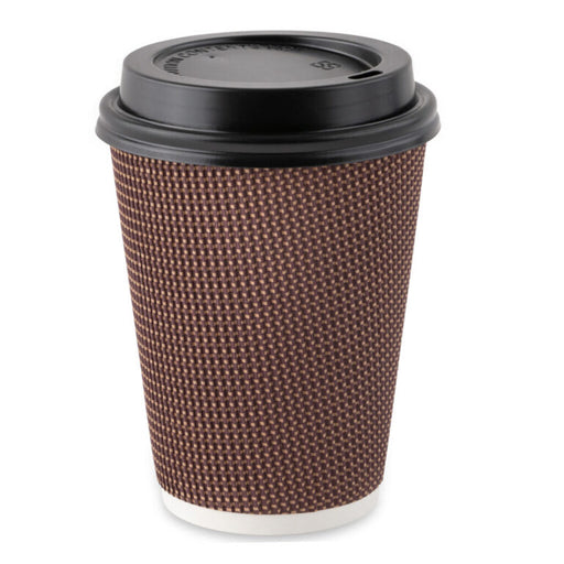 10oz Ripple Cups Brown Combo (192 Sets of Cups & Lids)