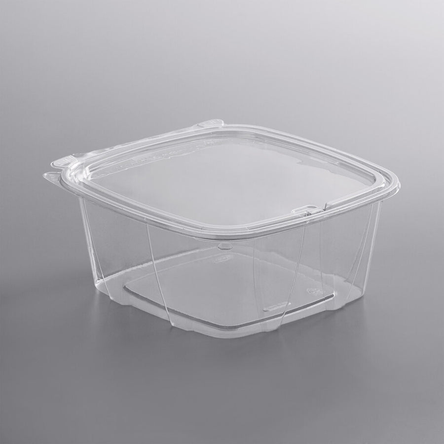 Dart CH64DEF ClearPac SafeSeal 64 oz clear tamper-evident hinged deli container with flat lid